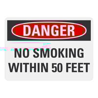 Lavex 14" x 10" Engineer-Grade Reflective Aluminum "Danger / No Smoking Within 50 Feet" Safety Sign