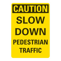 Lavex 14" x 10" Non-Reflective Aluminum "Caution / Slow Down / Pedestrian Traffic" Safety Sign