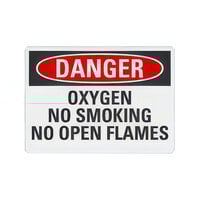 Lavex 14" x 10" Non-Reflective Plastic "Danger / Oxygen / No Smoking / No Open Flames" Safety Sign
