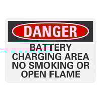 Lavex 14" x 10" Engineer-Grade Reflective Aluminum "Danger / Battery Charging Area / No Smoking Or Open Flame" Safety Sign