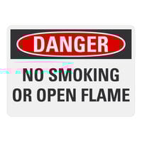 Lavex 14" x 10" Non-Reflective Plastic "Danger / No Smoking Or Open Flame" Safety Sign