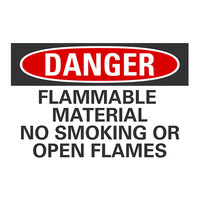 Lavex 14" x 10" Non-Reflective Adhesive Vinyl "Danger / Flammable Material / No Smoking Or Open Flames" Safety Label