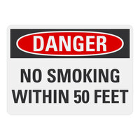 Lavex 14" x 10" Non-Reflective Adhesive Vinyl "Danger / No Smoking Within 50 Feet" Safety Label