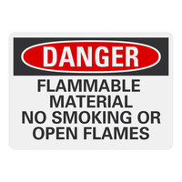 Lavex 14" x 10" Non-Reflective Plastic "Danger / Flammable Material / No Smoking Or Open Flames" Safety Sign