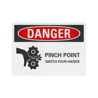 Lavex 14" x 10" Non-Reflective Adhesive Vinyl "Danger / Pinch Point / Watch Your Hands" Safety Label