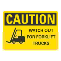 Lavex 10" x 7" Non-Reflective Plastic "Caution / Watch Out For Forklift Trucks" Safety Sign