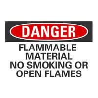 Lavex 10" x 7" Non-Reflective Adhesive Vinyl "Danger / Flammable Material / No Smoking Or Open Flames" Safety Label