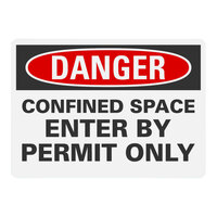 Lavex Non-Reflective Adhesive Vinyl "Danger / Confined Space / Enter By Permit Only" Safety Label