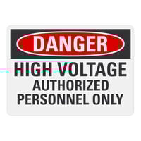 Lavex 10" x 7" Non-Reflective Adhesive Vinyl "Danger / High Voltage / Authorized Personnel Only" Safety Label
