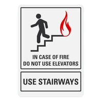 Lavex Non-Reflective Adhesive Vinyl "In Case of Fire / Do Not Use Elevators / Use Stairways" Safety Label