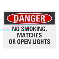 Lavex 14" x 10" Non-Reflective Aluminum "Danger / No Smoking, Matches Or Open Lights" Safety Sign