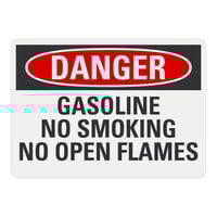 Lavex 10" x 7" Non-Reflective Adhesive Vinyl "Danger / Gasoline / No Smoking / No Open Flames" Safety Label