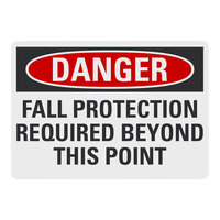 Lavex 14" x 10" Engineer-Grade Reflective Aluminum "Danger / Fall Protection Required Beyond This Point" Safety Sign