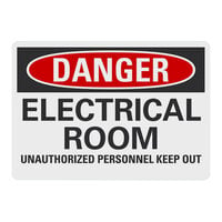 Lavex 10" x 7" Non-Reflective Plastic "Danger / Electrical Room / Unauthorized Personnel Keep Out" Safety Sign