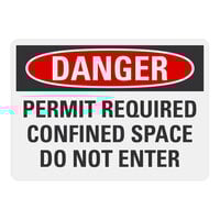 Lavex 14" x 10" Engineer-Grade Reflective Adhesive Vinyl "Danger / Permit Required / Confined Space / Do Not Enter" Safety Label