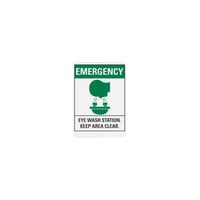 Lavex Non-Reflective Adhesive Vinyl "Emergency / Eye Wash Station / Keep Area Clear" Safety Label