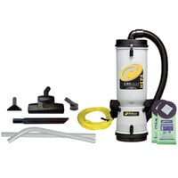 ProTeam 107161 10 Qt. LineVacer Backpack Vacuum Cleaner with HEPA filter and 107162 Turbo Brush Kit - 120V