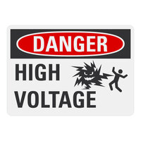 Lavex 14" x 10" Non-Reflective Adhesive Vinyl "Danger / High Voltage" Safety Label with Symbol
