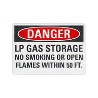 Lavex  Non-Reflective Plastic "Danger / LP Gas Storage / No Smoking Or Open Flames Within 50 Ft." Safety Sign