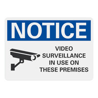 Lavex 14" x 10" Non-Reflective Adhesive Vinyl "Notice / Video Surveillance In Use On These Premises" Label