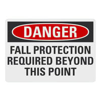 Lavex Non-Reflective Plastic "Danger / Fall Protection Required Beyond This Point" Safety Sign