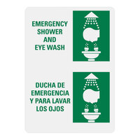 Lavex 7" x 10" Non-Reflective Adhesive Vinyl "Emergency Shower and Eye Wash / Ducha De Emergencia Y Para Lavar Los Ojos" Bilingual Safety Label