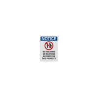 Lavex Adhesive Vinyl "Notice / No Firearms Or Weapons Allowed On This Property" Safety Label