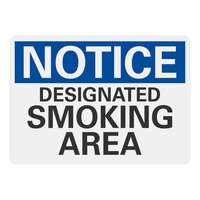 Lavex 14" x 10" Non-Reflective Adhesive Vinyl "Notice / Designated Smoking Area" Label