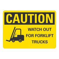Lavex 14" x 10" Non-Reflective Plastic "Caution / Watch Out For Forklift Trucks" Safety Sign