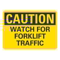 Lavex 10" x 7" Non-Reflective Adhesive Vinyl "Caution / Watch For Forklift Traffic" Safety Label