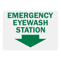 Lavex 14" x 10" Non-Reflective Aluminum "Emergency Eye Wash Station" Safety Sign with Down Arrow