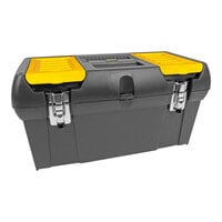 Stanley Series 2000 18 1/4" x 9 1/4" x 9 3/4" Black / Yellow Toolbox with 4 Compartments and 1 Tray 019151M