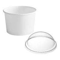 Choice 4 oz. White Paper Frozen Yogurt / Food Cup with Dome Lid - 50/Pack