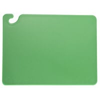 San Jamar CB152012GN Cut-N-Carry® 20 inch x 15 inch x 1/2 inch Green Cutting Board with Hook