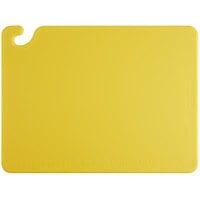 San Jamar CB152012YL Cut-N-Carry® 20" x 15" x 1/2" Yellow Cutting Board with Hook