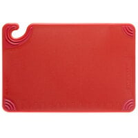 San Jamar CBG121812RD Saf-T-Grip® 18 inch x 12 inch x 1/2 inch Red Cutting Board with Hook