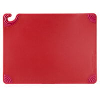 San Jamar CBG182412RD Saf-T-Grip® 24 inch x 18 inch x 1/2 inch Red Cutting Board with Hook