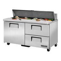 True TSSU-60-16D-2-HC 60 3/8" Refrigerated Sandwich Prep Table with Left Door and Two Drawers