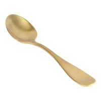 Front of the House Cameron 5 1/4" 18/10 Stainless Steel Extra Heavy Weight Matte Brass Demitasse Spoon - 12/Case