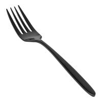 Front of the House Luca 7" 18/10 Stainless Steel Extra Heavy Weight Matte Black Salad / Dessert Fork - 12/Case