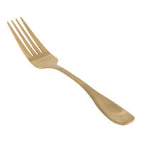 Front of the House Cameron 8" 18/10 Stainless Steel Extra Heavy Weight Matte Brass Dinner Fork - 12/Case