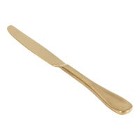 Front of the House Cameron 9 1/2" 18/10 Stainless Steel Extra Heavy Weight Matte Brass Dinner Knife - 12/Case