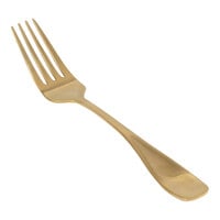 Front of the House Cameron 7 1/4" 18/10 Stainless Steel Extra Heavy Weight Matte Brass Salad / Dessert Fork - 12/Case