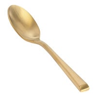 Front of the House Parker 4 3/4" 18/10 Stainless Steel Extra Heavy Weight Matte Brass Demitasse Spoon - 12/Case
