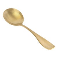 Front of the House Cameron 6 3/4" 18/10 Stainless Steel Extra Heavy Weight Matte Brass Soup Spoon - 12/Case