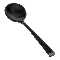 Front of the House Parker 6 1/4" 18/10 Stainless Steel Extra Heavy Weight Matte Black Soup Spoon - 12/Case
