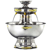 Apex 4003-GT Princess 5 Gallon SS Beverage Fountain with Gold Bow Tie Trim & Floral Cup