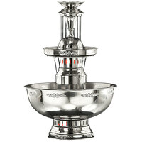 Apex 4009-SS Royal Princess 7 Gallon 3 Tier SS Beverage Fountain with Inflow Spigots, Silver Bow Tie Trim, & Waterfall Set