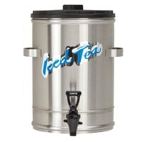 Curtis TC-3S Stackable Round Stainless Steel 3.5 Gallon Iced Tea Dispenser with Plastic Lid