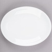 Libbey Porcelana 9 3/4" x 7 1/2" Bright White Oval Rolled Edge Coupe Platter - Sample